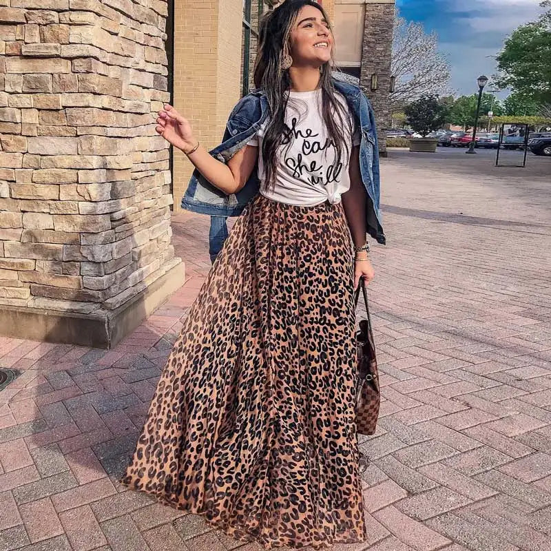 Leopard print maxi skirts best sale