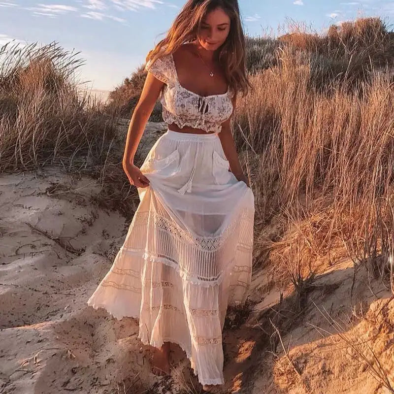 Boho Bliss Lace Infused Cotton Dream Skirt Spirit and Rebel