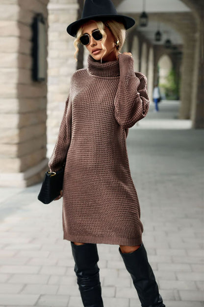 Turtleneck Dropped Shoulder Mini Sweater Dress [Spirit and Rebel]