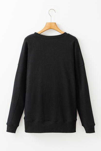 Solid Color Round Neck Long Sleeve Sweatshirt [Spirit and Rebel]