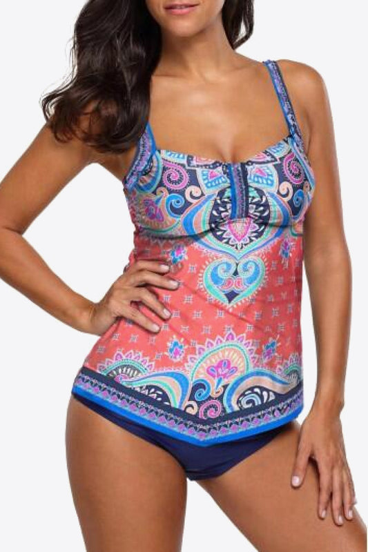 Sunset and Swim Printed Adjustable Strap Tankini Set Sunset and Swim Multicolor M