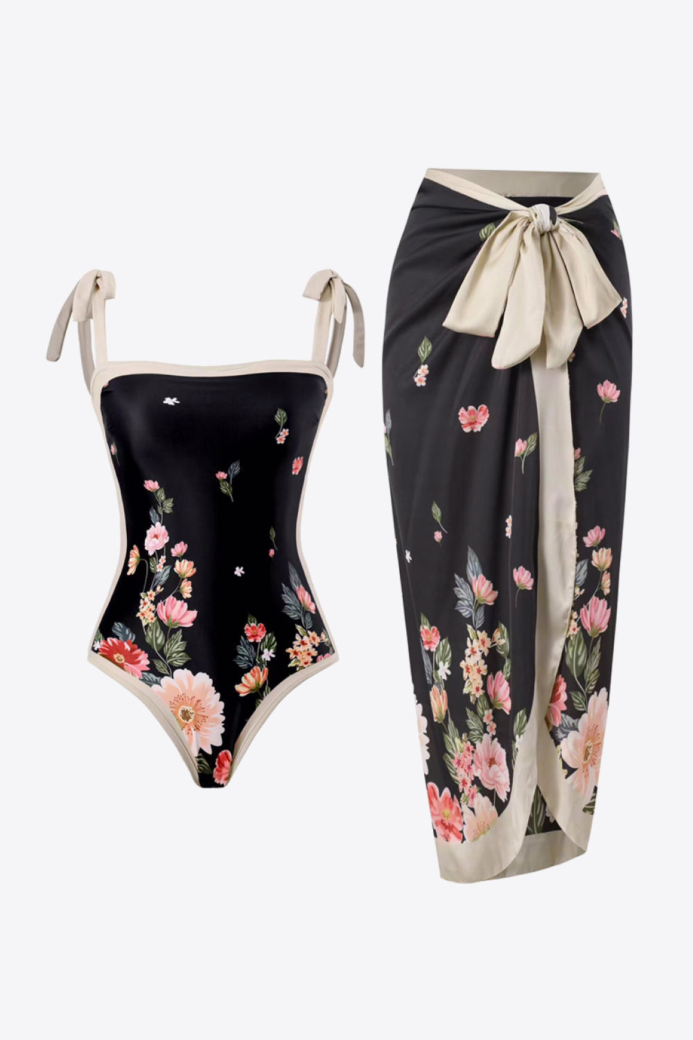 Floral Tie-Shoulder Two-Piece Swim Set [Spirit and Rebel] Floral S