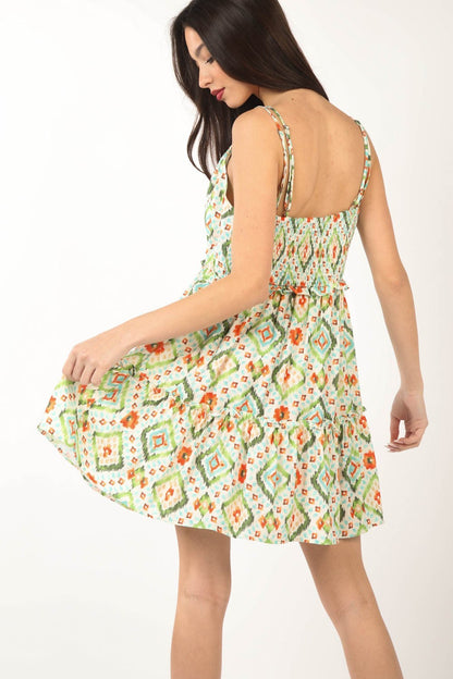 Floral Back Smocked Ruffled Mini Dress - Spirit and Rebel [Spirit and Rebel]   