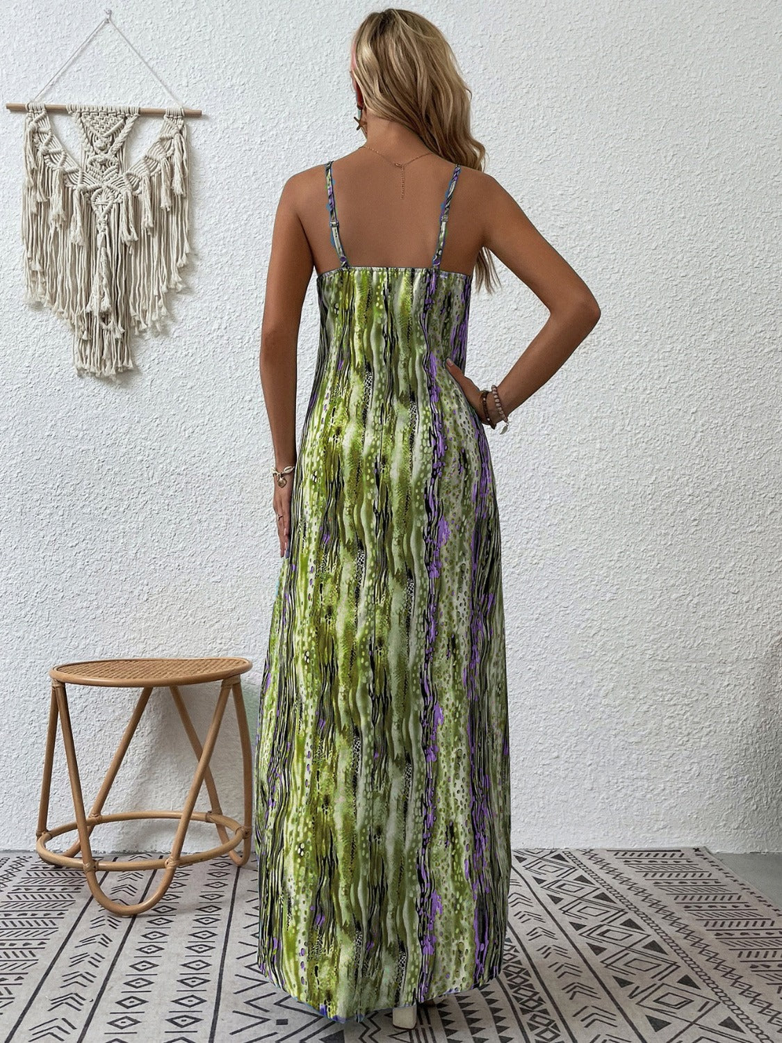 Plus Size Printed Scoop Neck Maxi Boho Cami Boho Dress - Spirit and Rebel [Spirit and Rebel]   