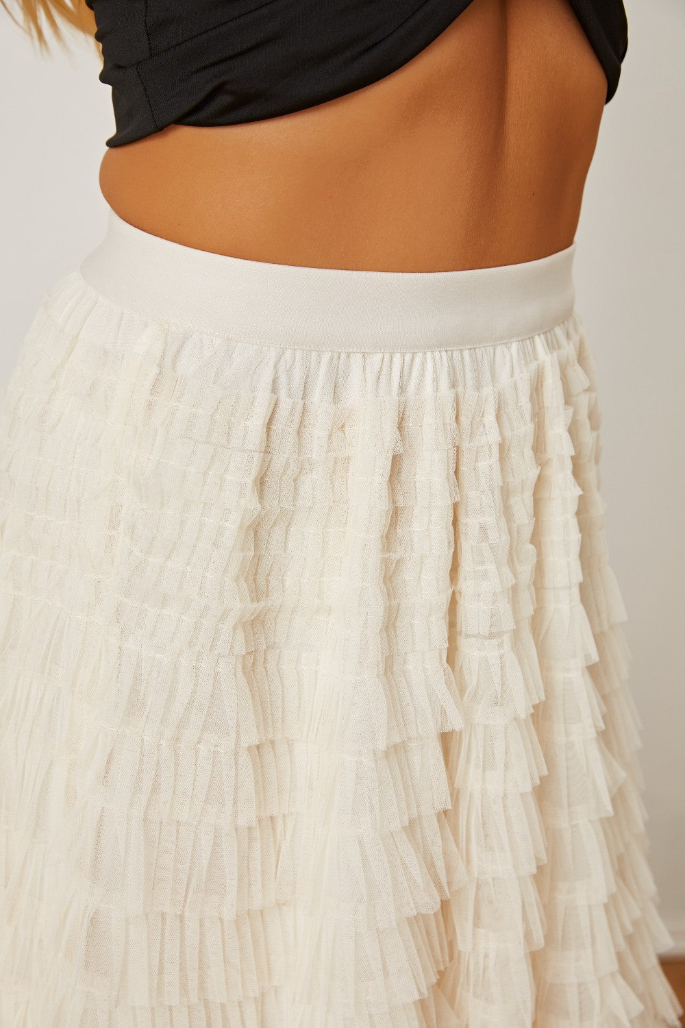 Ruched High Waist Tiered Boho Skirt [Spirit and Rebel]   