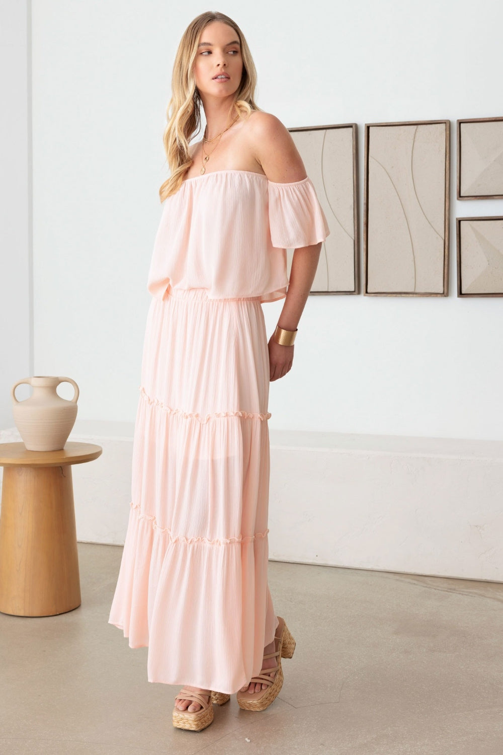 Frill Off-Shoulder Tiered Boho Dress - Spirit and Rebel [Spirit and Rebel]   