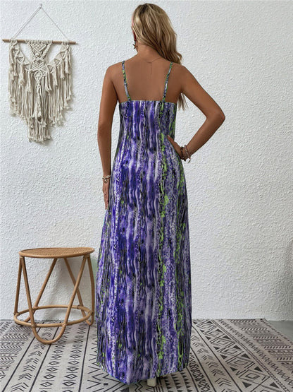 Plus Size Printed Scoop Neck Maxi Boho Cami Boho Dress - Spirit and Rebel [Spirit and Rebel]   