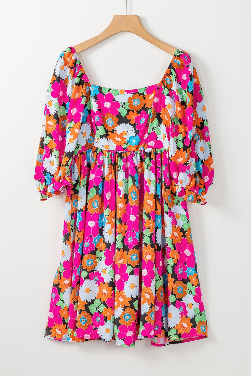 Printed Square Neck Half Sleeve Mini Boho Dress - Spirit and Rebel [Spirit and Rebel]   