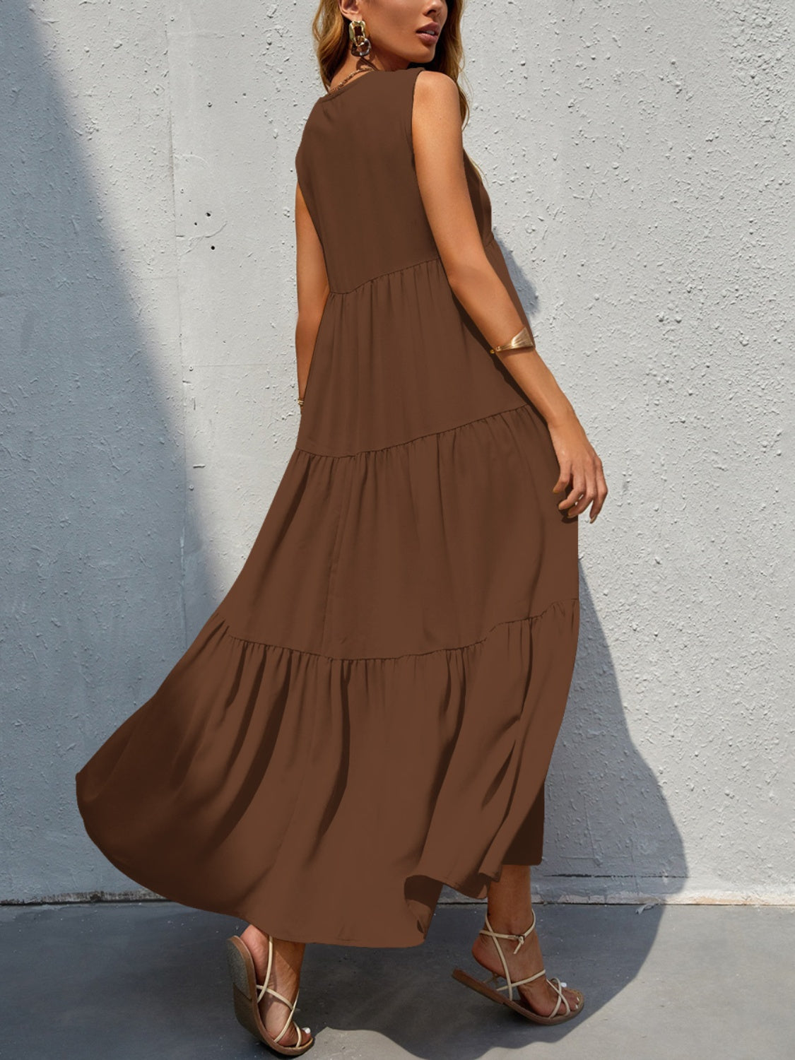 Boho Chic  Tiered V-Neck Sleeve Dress [Spirit and Rebel]   