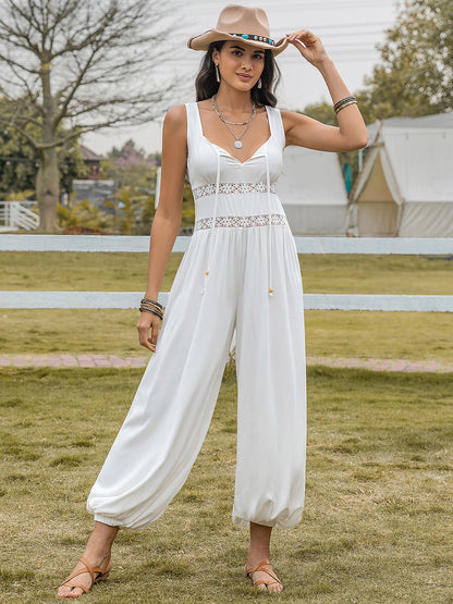 Backless Wide Strap Wide Leg Boho Jumpsuit - Spirit and Rebel [Spirit and Rebel]   