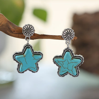 Artificial Turquoise Alloy Star Boho Earrings - Spirit and Rebel [Spirit and Rebel]   