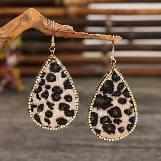 Zircon PU Leopard Teardrop Boho Earrings - Spirit and Rebel [Spirit and Rebel] Leopard One Size 