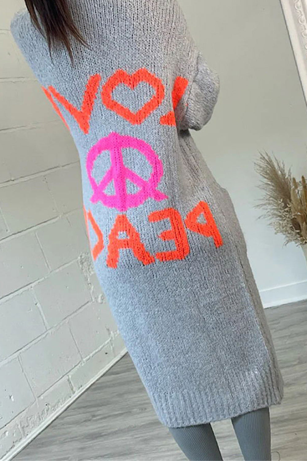 Peace Sign Long Sleeve Boho Cardigan - Spirit and Rebel [Spirit and Rebel]   