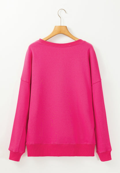 Solid Color Round Neck Long Sleeve Sweatshirt [Spirit and Rebel]