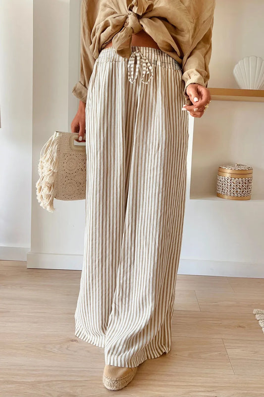 Pocketed Striped Wide Leg Boho Pants - Spirit and Rebel [Spirit and Rebel] Stripe S 