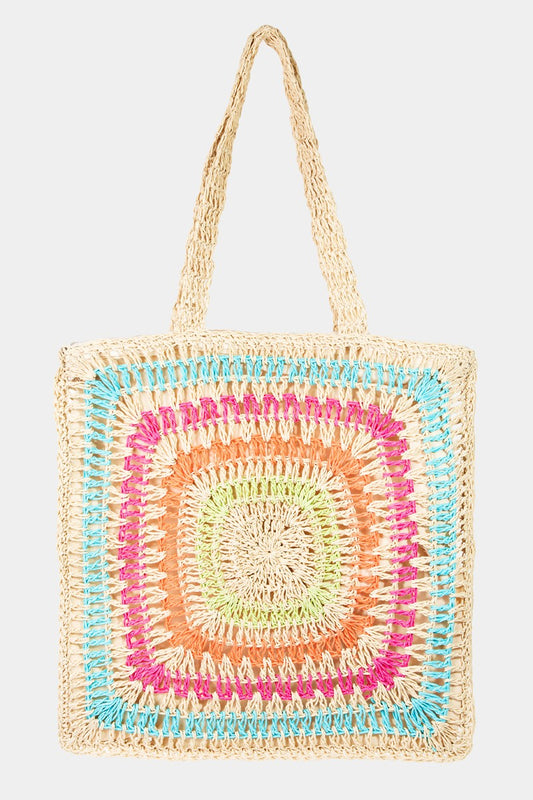 Rainbow Crochet Knit Tote Boho Bag - Spirit and Rebel [Spirit and Rebel] MU One Size 