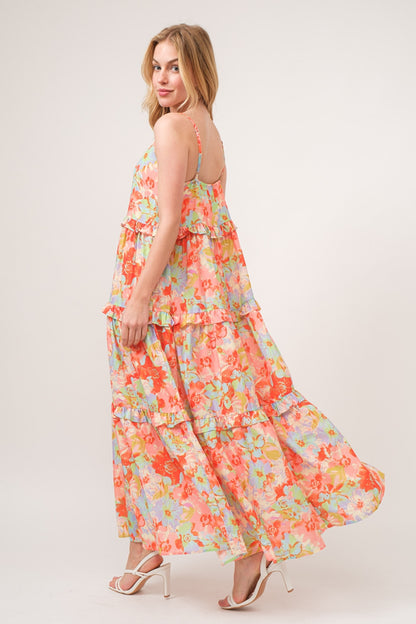 And The Why Floral Ruffled Tiered Maxi Boho Cami Dress [Spirit and Rebel]   