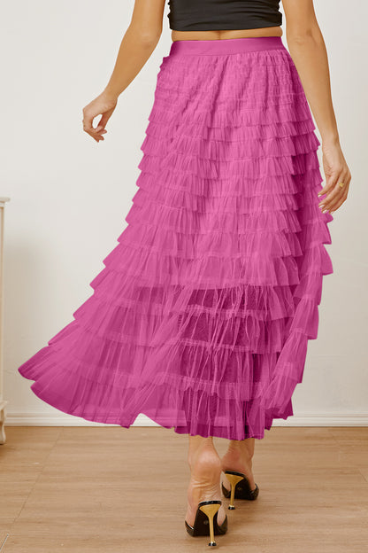 Ruched High Waist Tiered Boho Skirt [Spirit and Rebel]   