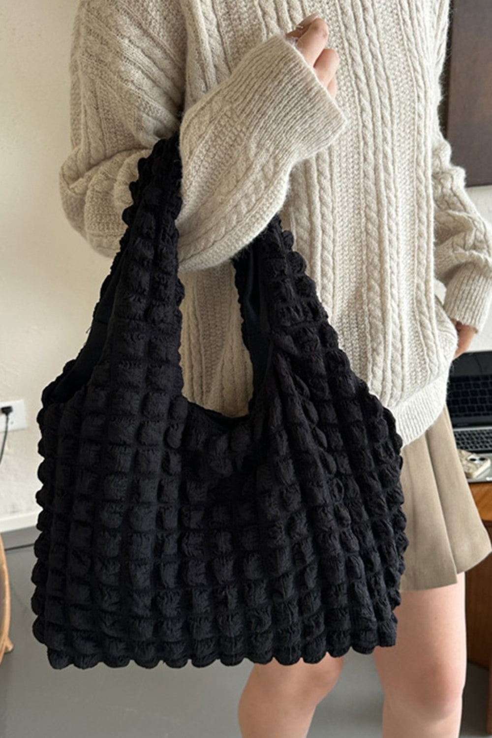 Cloud Puffy Shoulder Tote Boho Bag - Spirit and Rebel [Spirit and Rebel] Black One Size 