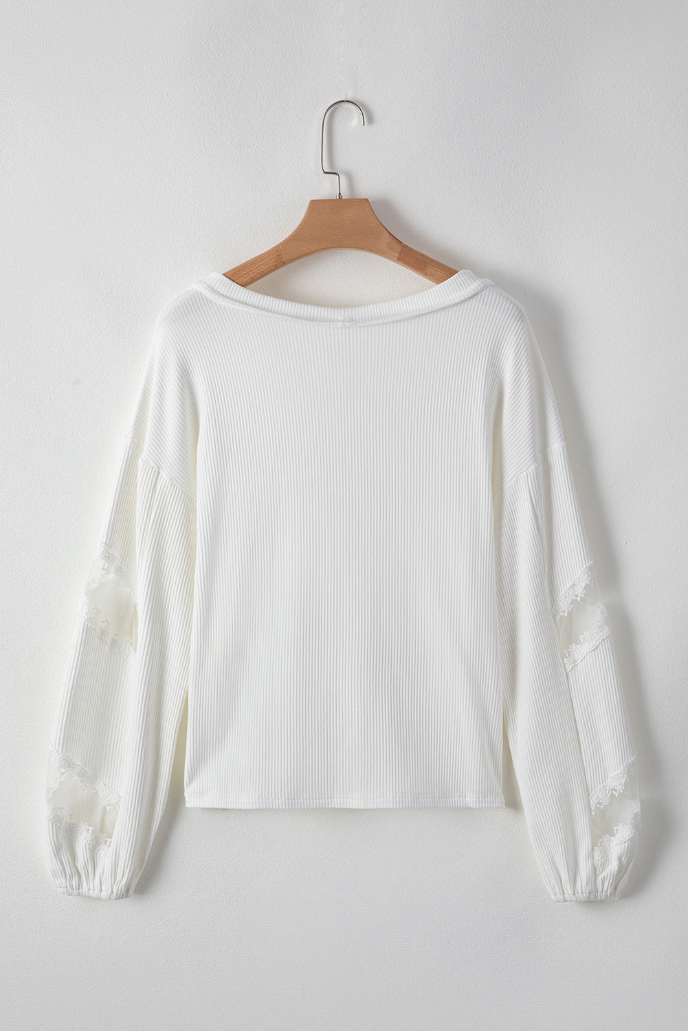 Lace Detail Drop Sleeve Ribbed Top [Spirit and Rebel]