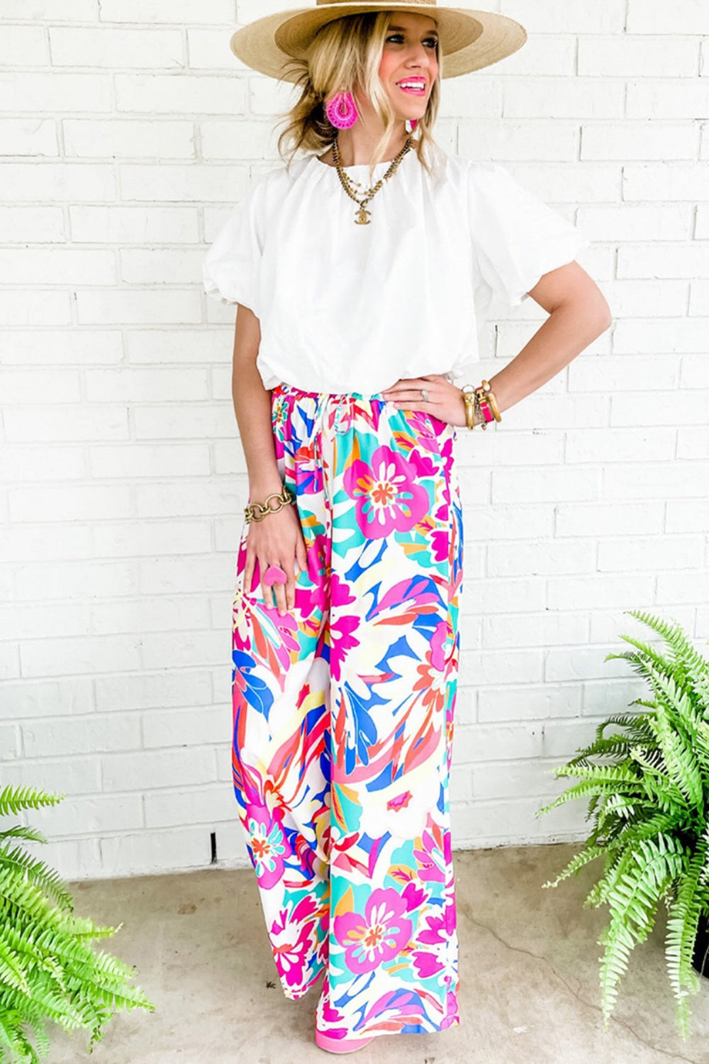 Printed Wide Leg Boho Pants - Spirit and Rebel [Spirit and Rebel]   