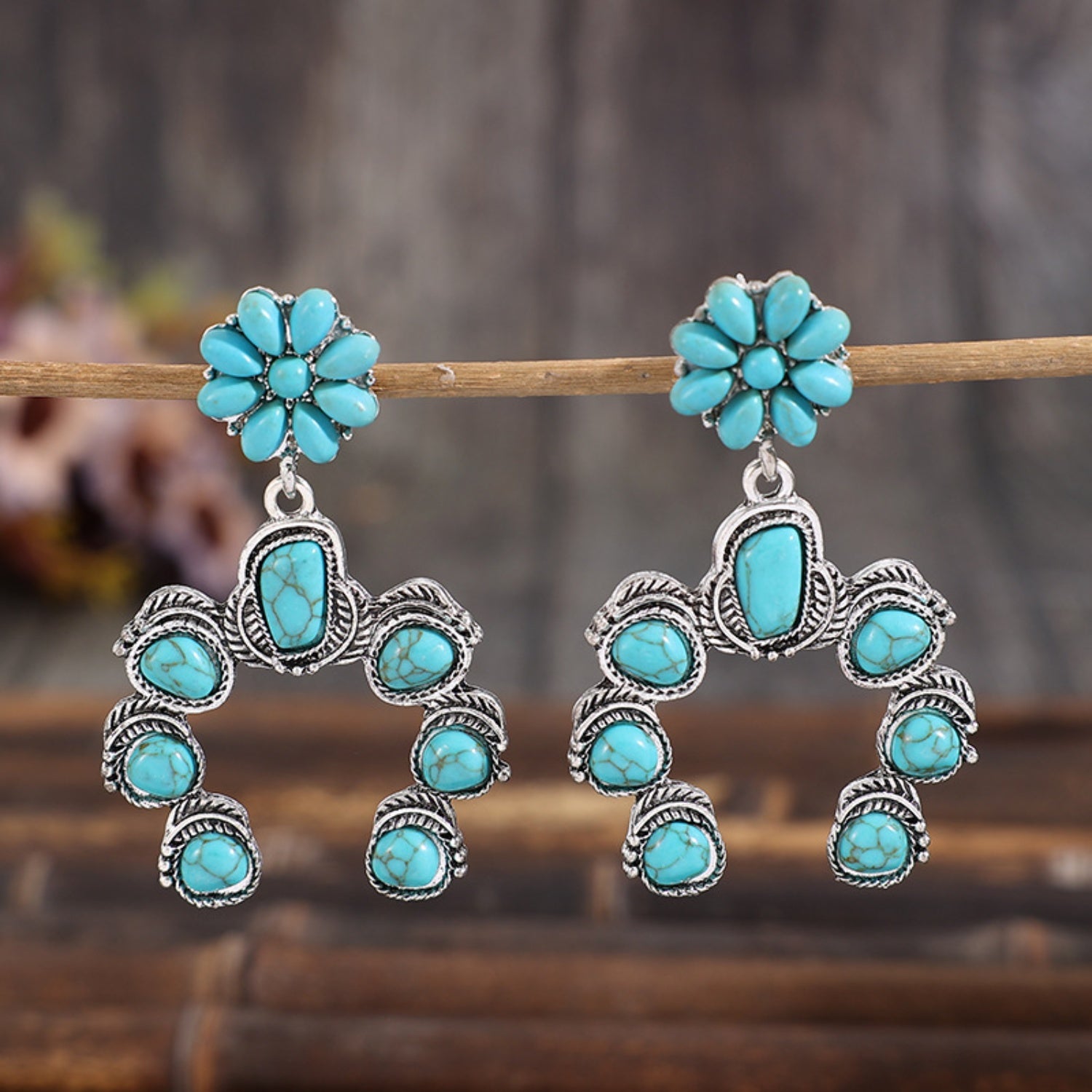 Artificial Turquoise Alloy Dangle Earrings [Spirit and Rebel]   