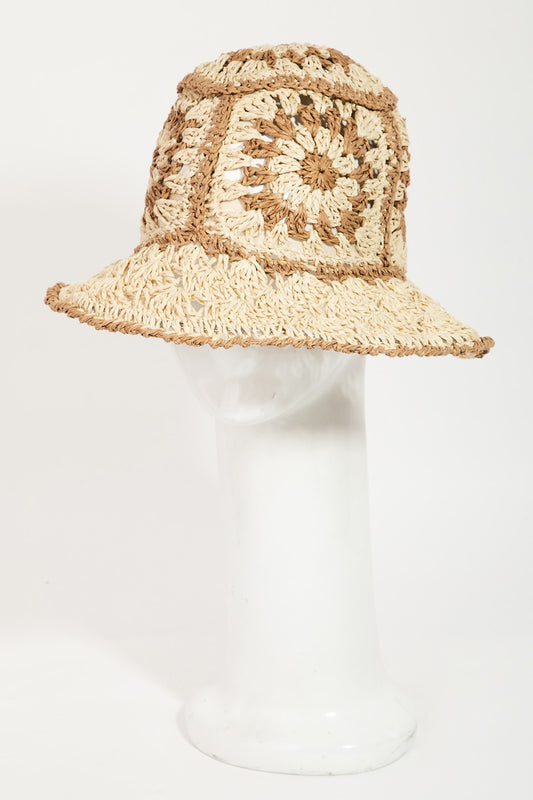 Contrast Geometric Wide Brim Boho Hat - Spirit and Rebel [Spirit and Rebel] IV One Size 