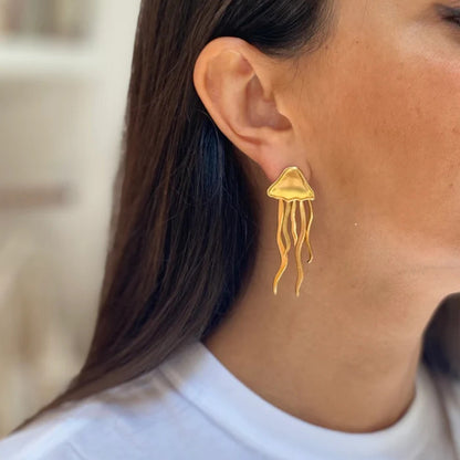 18K Gold-Plated Stainless Steel Jellyfish Boho Earrings - Spirit and Rebel [Spirit and Rebel]   