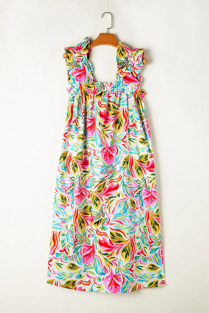 Ruffled Printed Sleeveless Boho Dress - Spirit and Rebel [Spirit and Rebel]   