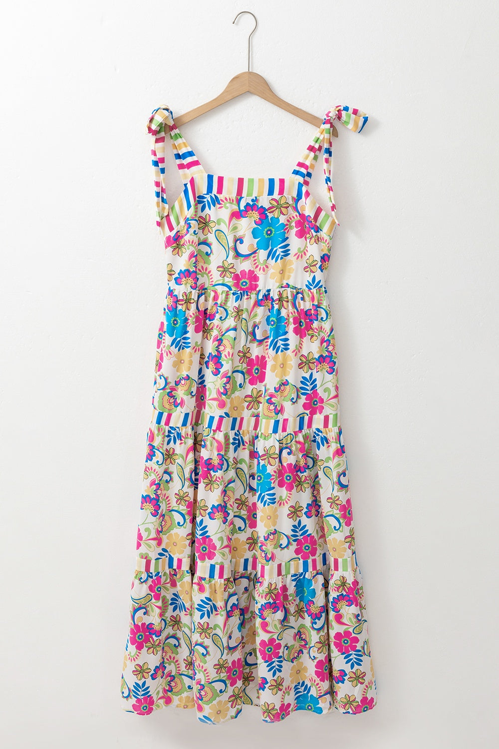 Tied Floral Sleeveless Maxi Boho Dress - Spirit and Rebel [Spirit and Rebel]   