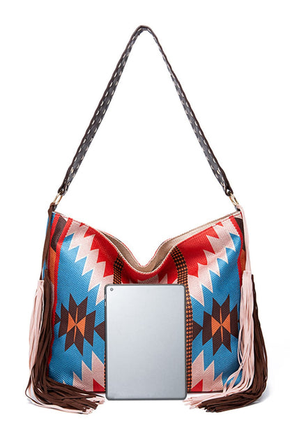 Geometric Canvas Tote Boho Bag - Spirit and Rebel [Spirit and Rebel]   