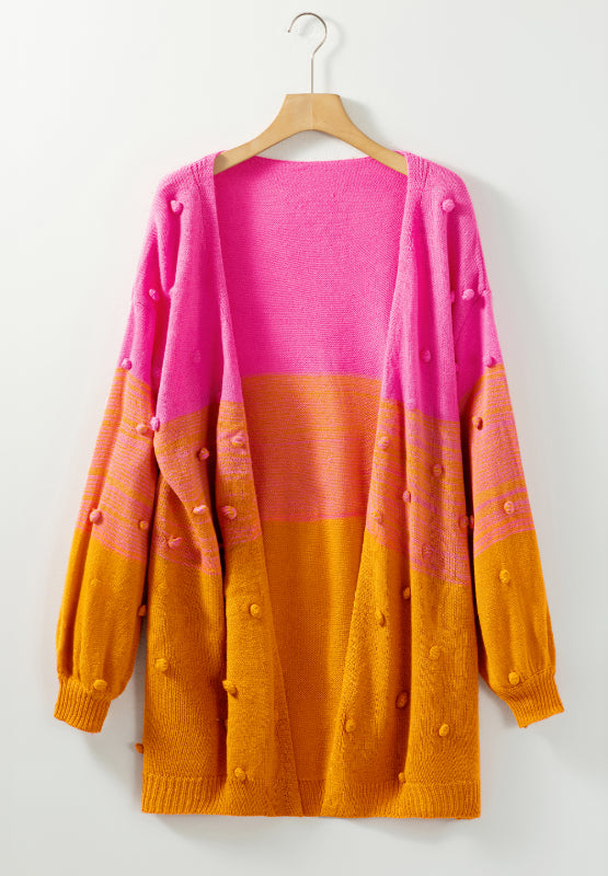 Pompom Color Block Open Front Boho Cardigan [Spirit and Rebel]