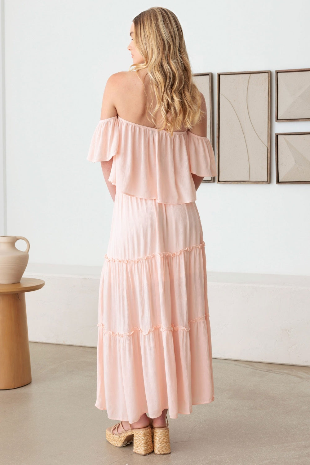 Frill Off-Shoulder Tiered Boho Dress - Spirit and Rebel [Spirit and Rebel]   