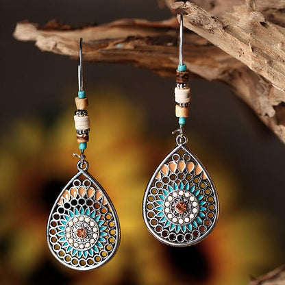 Alloy Oil Drip Beaded Teardrop Earrings [Spirit and Rebel] Copper One Size