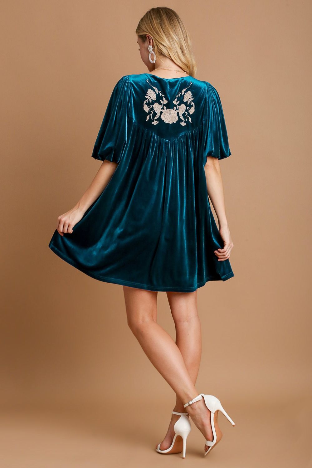 Embroidered Half Sleeve Velvet Mini Dress with Tassel [Spirit and Rebel]