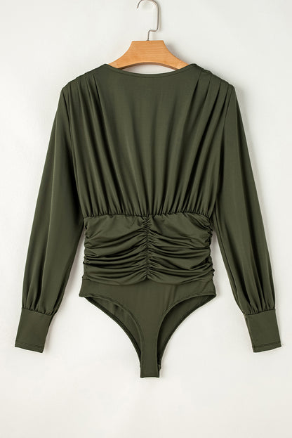 Ruched Surplice Long Sleeve Bodysuit [Spirit and Rebel]