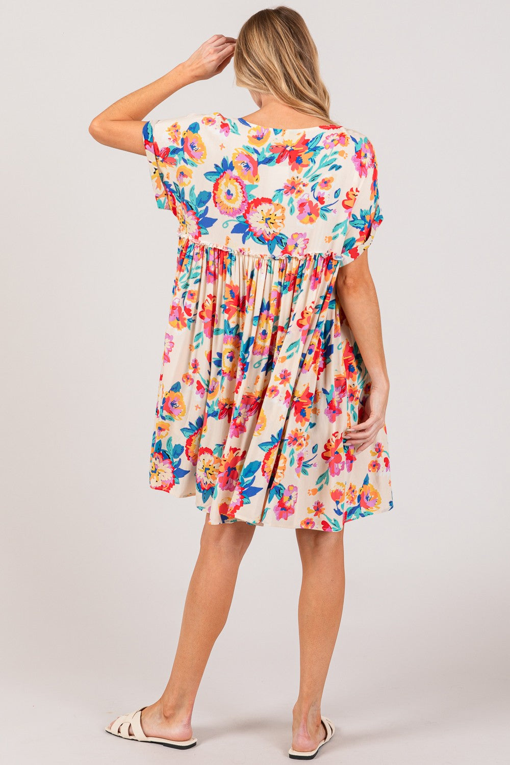 Plus Size Floral Button-Down Short Sleeve Boho Dress - Spirit and Rebel [Spirit and Rebel]   