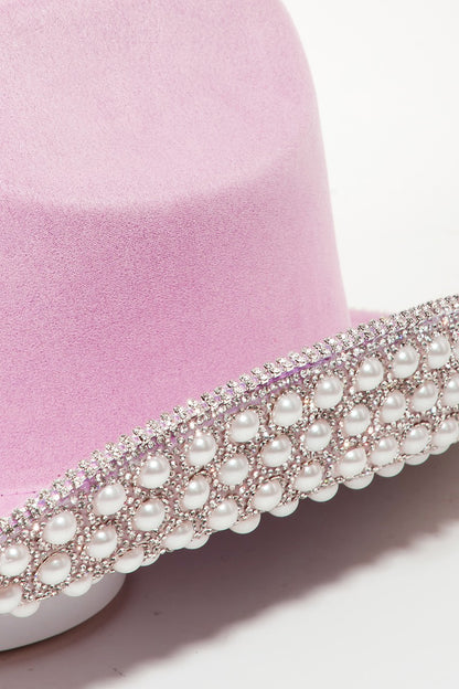 Fame Pave Rhinestone Pearl Trim Cowboy Hat [Spirit and Rebel]   