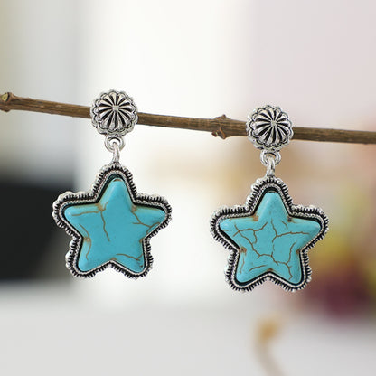 Artificial Turquoise Alloy Star Boho Earrings - Spirit and Rebel [Spirit and Rebel]   