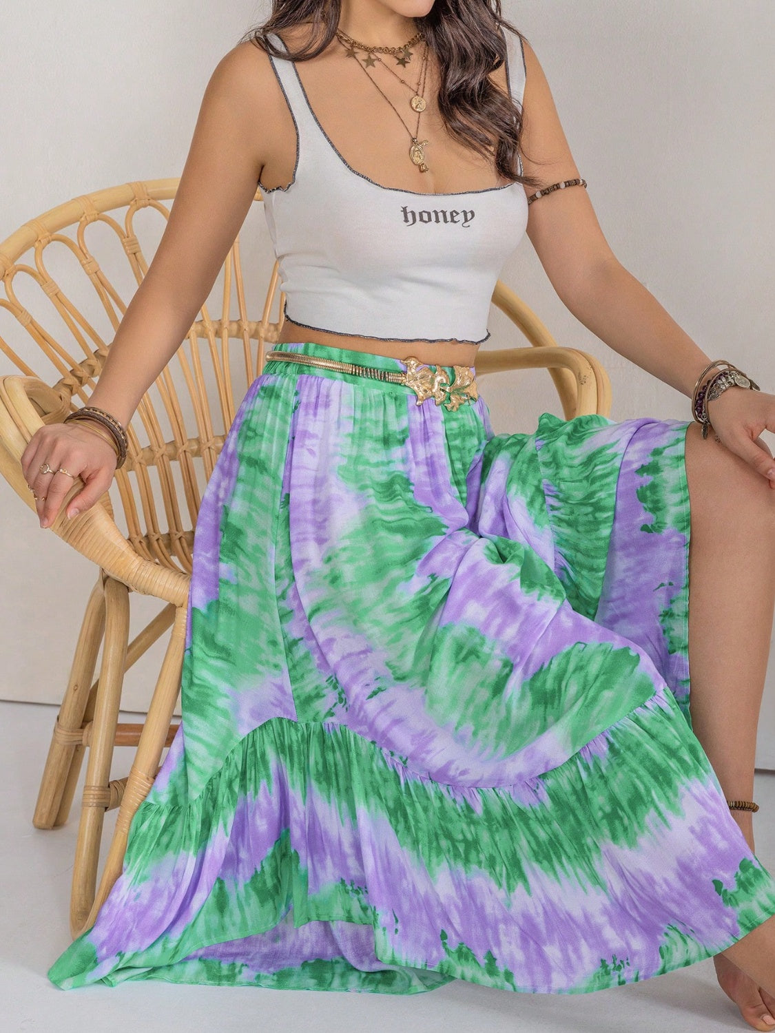 Tie-Dye Ruffle Hem Skirt [Spirit and Rebel]   