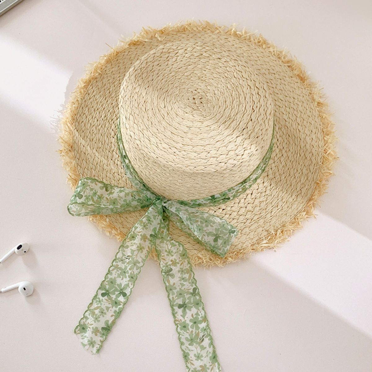 Raffia Straw Braided Sun Boho Hat - Spirit and Rebel [Spirit and Rebel] Gum Leaf One Size 