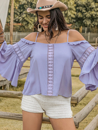 Square Neck Flare Sleeve Boho Blouse [Spirit and Rebel]   