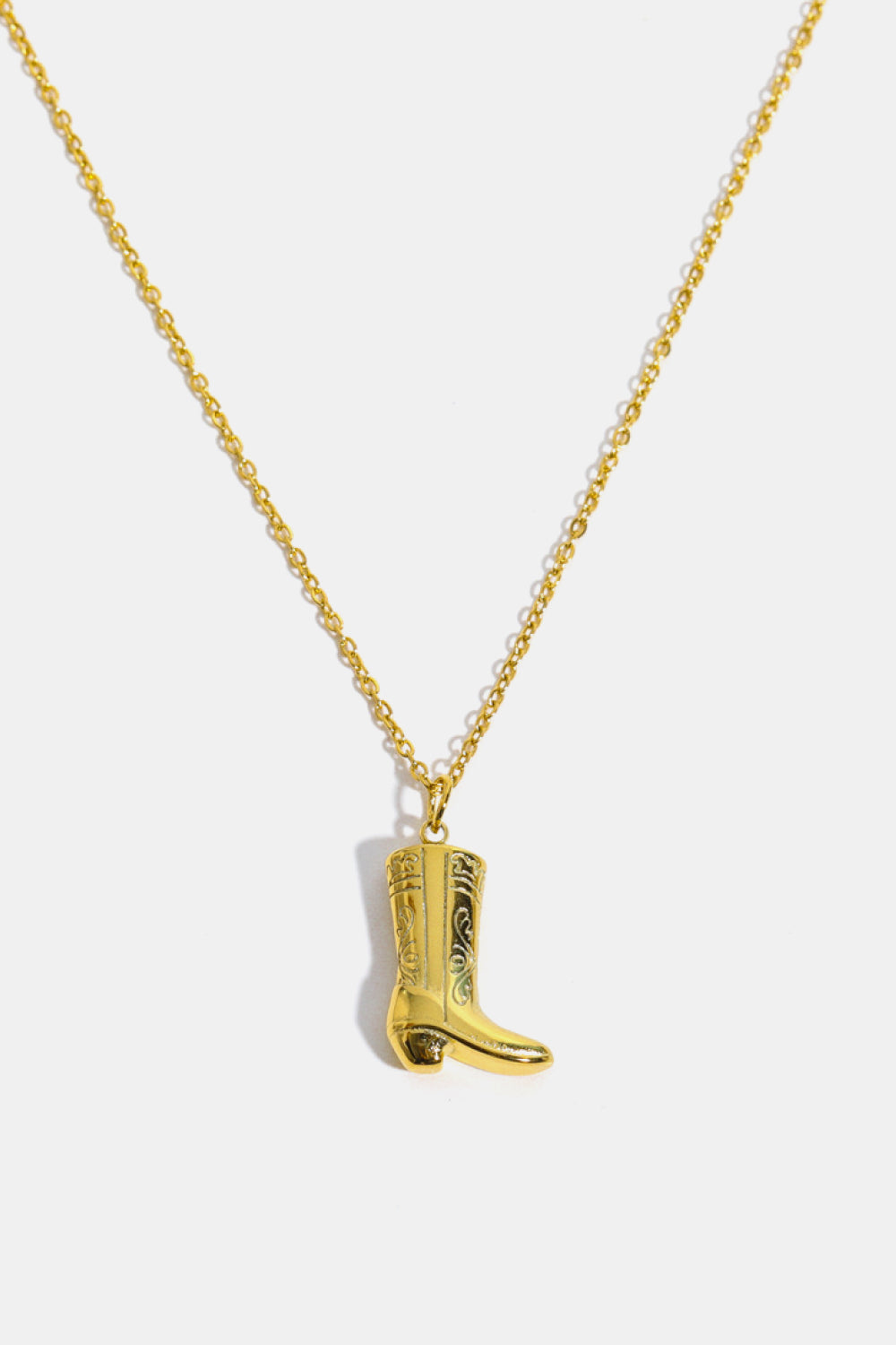 Cowboy Boot Pendant Stainless Steel Necklace [Spirit and Rebel] Gold One Size 