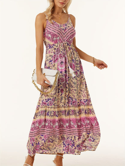 Printed Scoop Neck Midi Cami Boho Dress [Spirit and Rebel]   