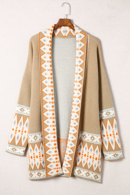 Geometric Open Front Long Sleeve Cardigan [Spirit and Rebel]