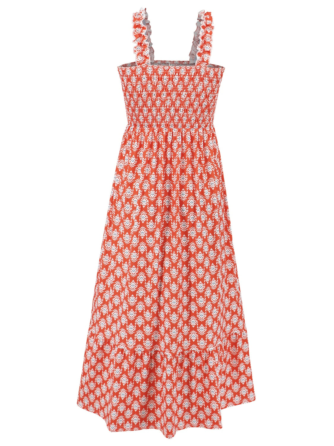 Smocked Printed Square Neck Sleeveless Boho Dress [Spirit and Rebel]   