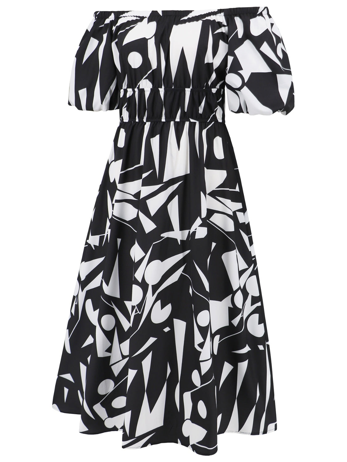 Printed Off-Shoulder Balloon Sleeve Dress [Spirit and Rebel]   