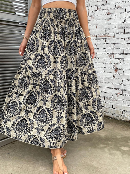 Printed Elastic Waist Maxi Skirt [Spirit and Rebel]   