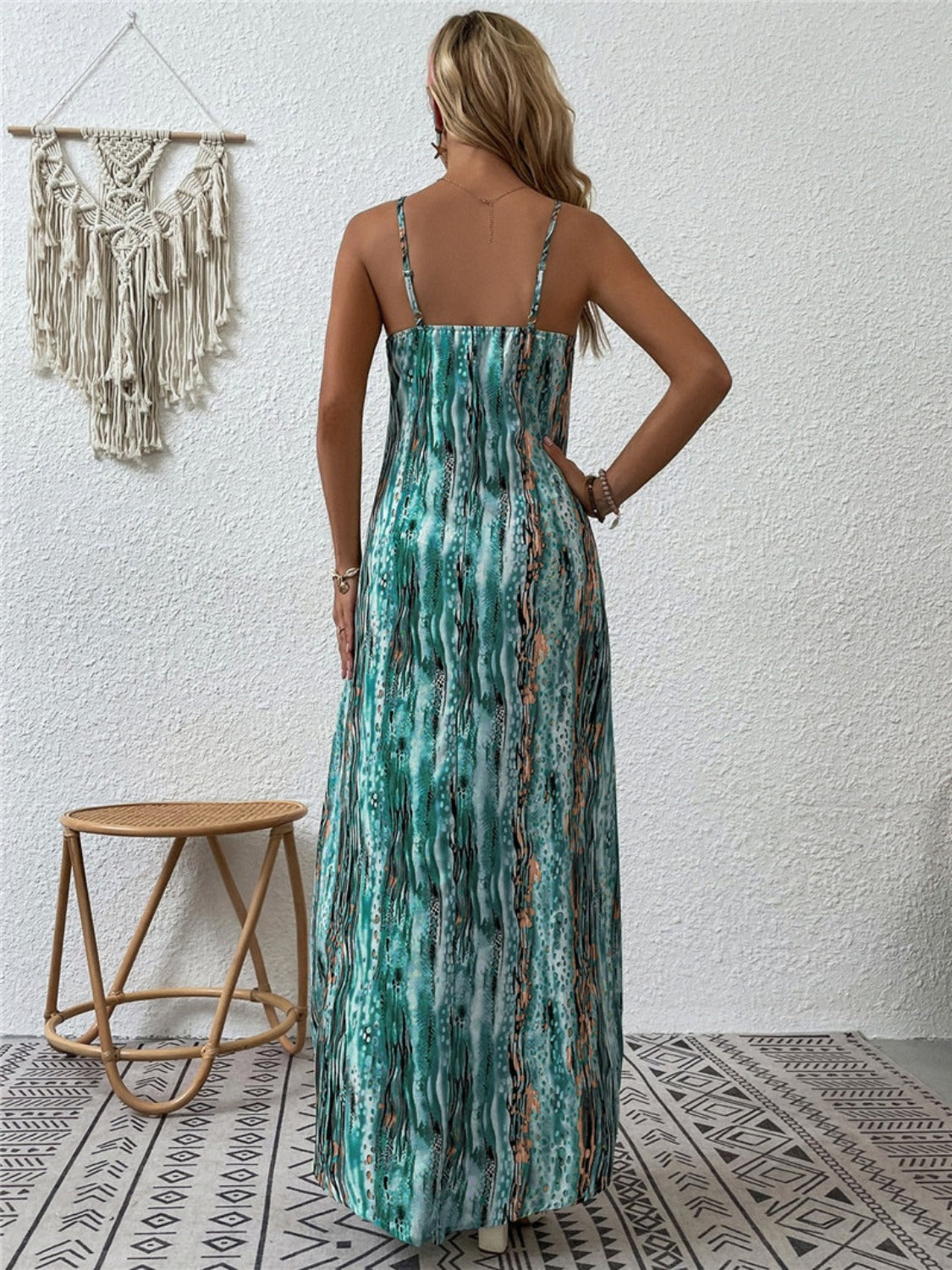 Plus Size Printed Scoop Neck Maxi Boho Cami Boho Dress - Spirit and Rebel [Spirit and Rebel]   