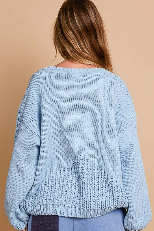 Crochet Flower Round Neck Dropped Shoulder Sweater [Spirit and Rebel]